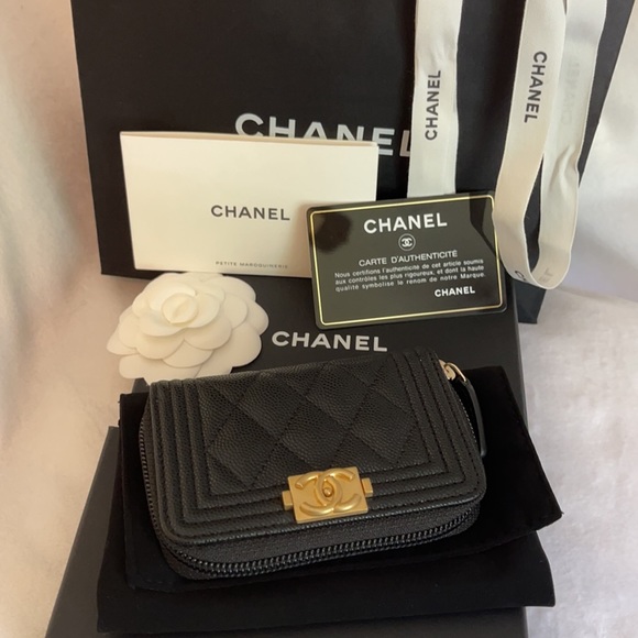 CHANEL Caviar Black Quilted Boy Zip Around Coin Purse Wallet BNIB Made in Spain - Picture 3 of 9